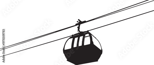 Cable car, gondola lift, aerial tramway, transportation icon, travel symbol