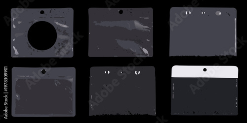 Six grayscale rectangles with varying hole patterns presented in a grid