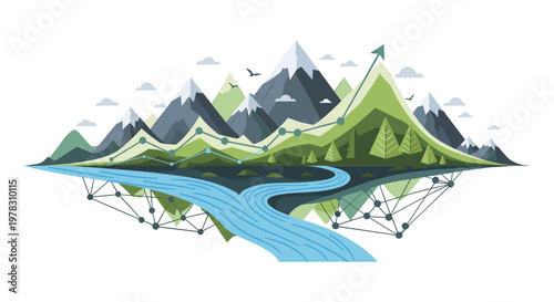 A dynamic illustration of a paraglider soaring through the air, evoking feelings of freedom and adventure. Suitable for travel blogs, outdoor gear mar