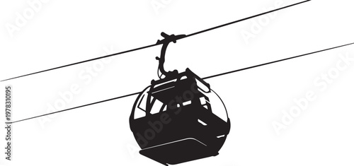 Cable car, gondola lift, aerial tramway, transportation icon, travel symbol