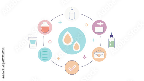 Skin cycling method concept with skincare routine steps and cosmetic products illustrating exfoliation treatment recovery and beauty regimen