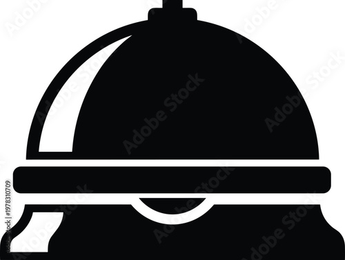 Classic service bell silhouette vector illustration in black and white, symbolizing hotel reception, concierge desk, hospitality, customer service, assistance request, and front desk concepts