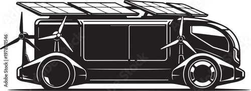 Eco friendly van, solar powered vehicle, sustainable transport, green energy