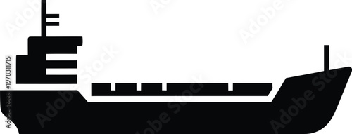 Silhouette of cargo ship sailing on the sea vector illustration