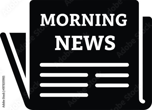 Silhouette of morning newspaper with headlines and articles vector illustration