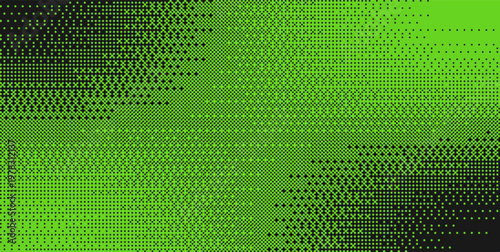 Green bitmap effect background. Gradient green pixel pattern. Retro 8bit art. Glitch dither design for retro arcade or digital wallpaper. Vector creative concept.