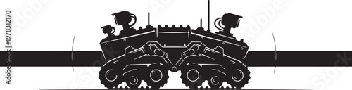 Military tank, armored vehicle, black silhouette, vector illustration, warfare icon