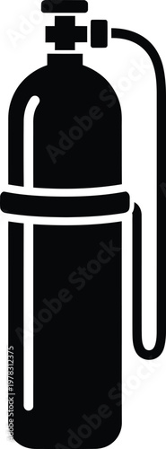 Silhouette oxygen tank scuba diving equipment cylinder vector illustration