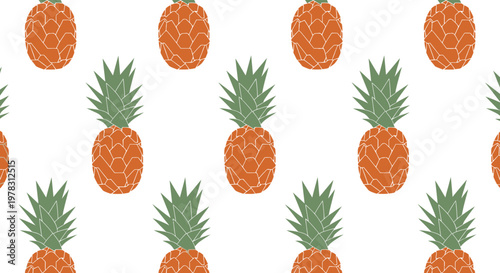 Minimalist Geometric Pineapple Seamless Pattern - Tropical Fruit Illustration for Textiles, Wallpaper, and Summer Backgrounds