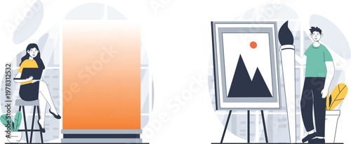 A person interacts with a giant interactive touchscreen display