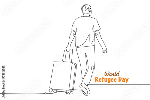 World refugee day concept one-line drawing