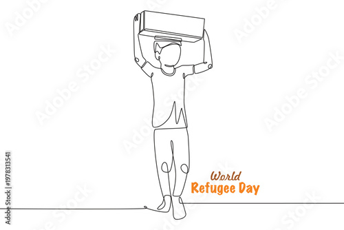 World refugee day concept one-line drawing