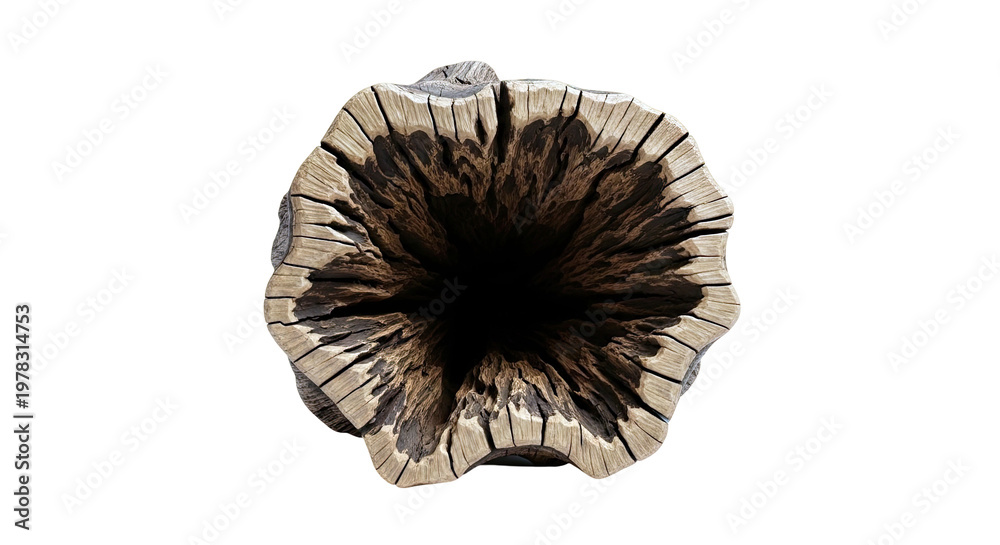 Fototapeta premium Hollowed Wooden Log Cross-Section