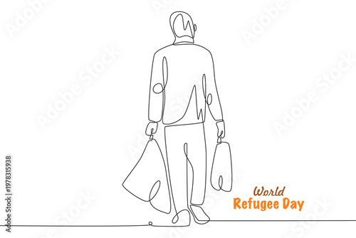World refugee day concept one-line drawing