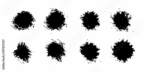 Collection of abstract black brush strokes on a white background