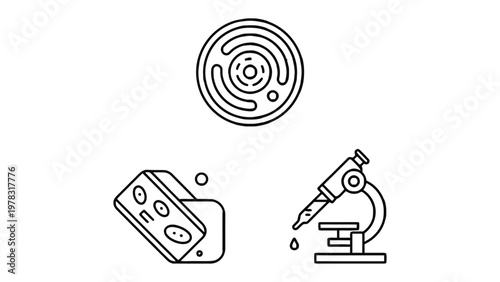 Science Illustration of Biology Tools: Artistic illustration featuring the tools essential to science and biology research. Showcasing the intricacies of scientific discovery and study. 