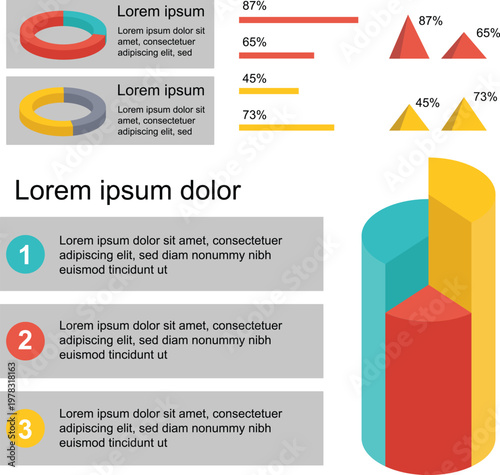 A bar chart and infographic showing statistical comparisons with lorem ipsum text