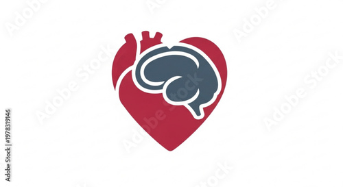 Heart and brain concept illustration for medical health and psychology