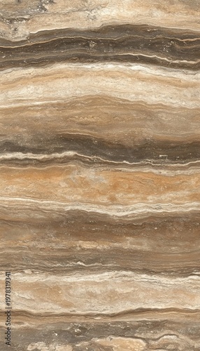Close-Up of Natural Travertine Texture Featuring Cream, Beige, and Brown Patterns for Tiling Use