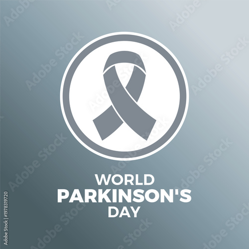 World Parkinson's Day poster vector illustration. Grey awareness ribbon icon in a circle. Template for background, banner, card. April 11 every year. Important day