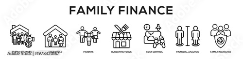 Family Finance web banner icon illustration concept