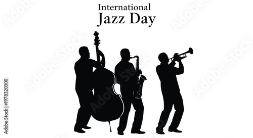 International Jazz Day celebration featuring silhouettes of musicians playing instruments