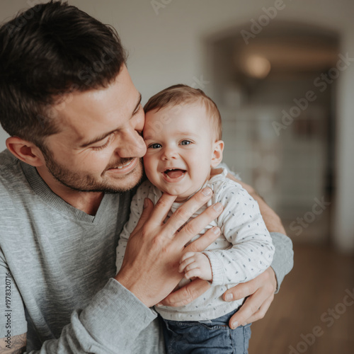 father holding baby