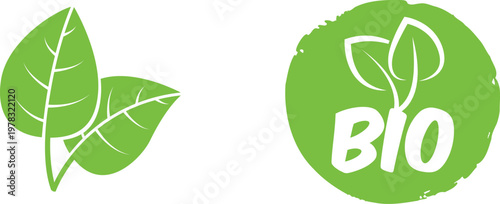 Recycled paper with recycling symbol and the word bio on a green background