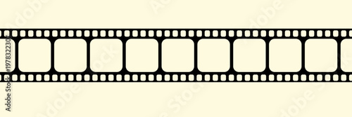 Film strip background with retro photo and cinema frames. Movie reel or video strip roll design. Vector illustration for media, film, and photography projects.eps10