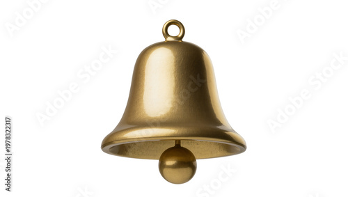 Canvastavla Shiny golden bell with clapper, isolated on transparent background