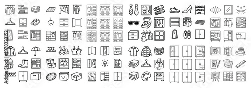 Storage icons with shelf box hanger sketch