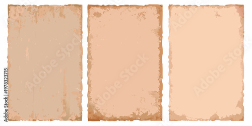 Three rectangular panels with a textured aged paper appearance