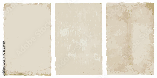 Three aged rectangular paper or parchment textures arranged vertically
