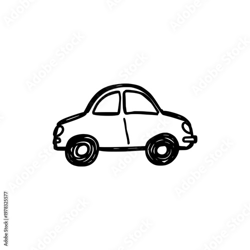 Car icon logo design. Hand drawn automobile sign and symbol. Car icon. Playful doodle sketch vector.