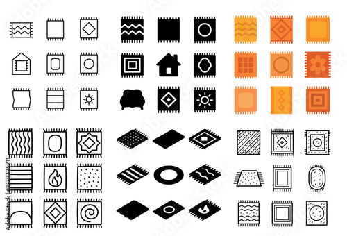 Decor icons with rug mat tassel minimal