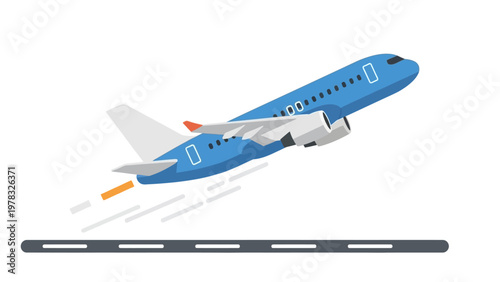 Airplane taking off from runway illustration