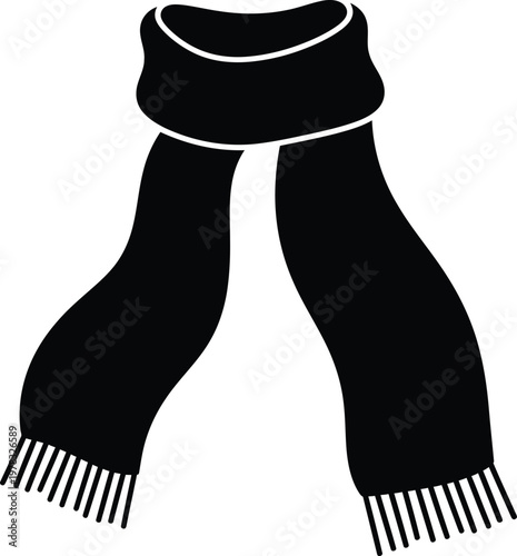 Silhouette winter scarf with fringed ends warm accessory vector illustration