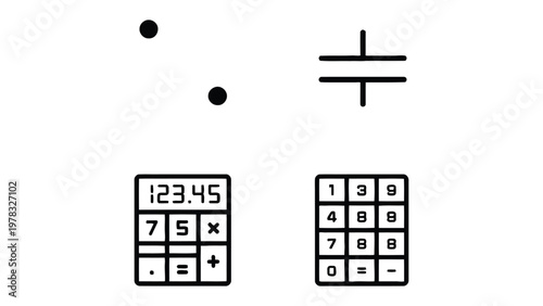 Math and Calculation Symbols: A minimalist depiction of essential symbols for mathematical operations and calculations.