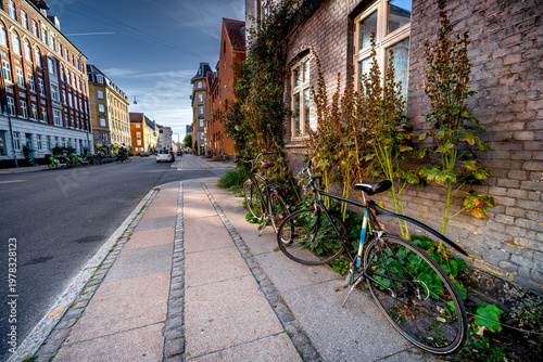 Photography Bicycles on streets Copenhagen, Denmark