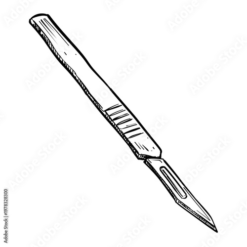 surgical scalpel blade vector line art hand drawn illustration