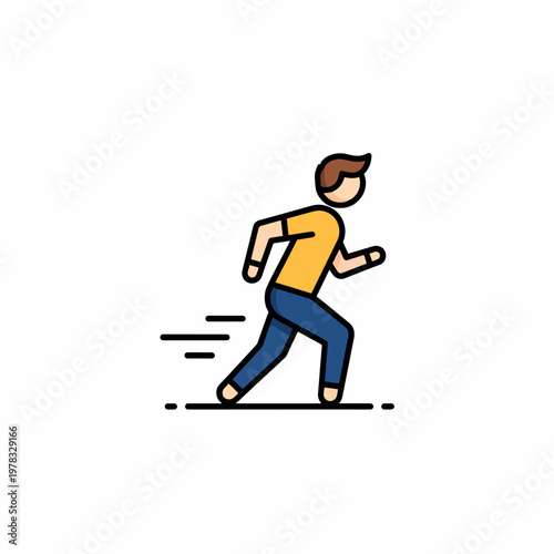 Running Woman Illustration – Jogging Fitness Flat Vector Icon for Cardio Workout, Healthy Lifestyle & Sport Activity