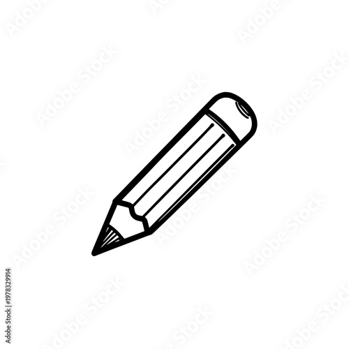 Pencil with cap icon logo design. Hand drawn pencil sign and symbol. Doodle style pencil icon. Creative stationery for education or school.