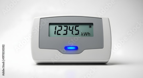 Digital Electricity Meter Showing Energy Consumption, kWh