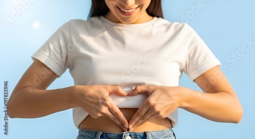 Woman Forming Heart Shape with Hands, Symbol of Love and Care
