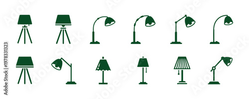 Simple and clean floor lamp icons isolated on a white background.