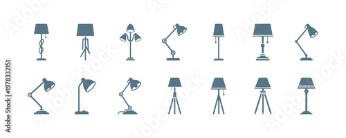 Modern floor lamp icon pack for web layouts, applications, and print designs.