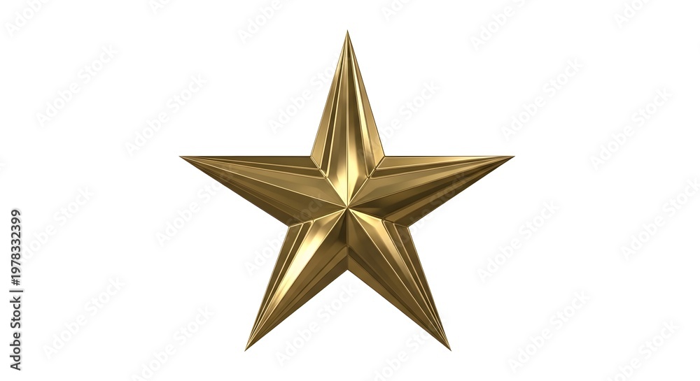 Obraz premium Glossy Golden Five- Point Star Symbol in Reflective Shade five-pointed