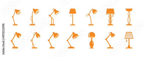 Decorative floor lamp icons created for websites, applications, and printed designs.