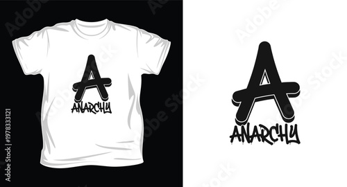 Anarchy t shirt design with black logo