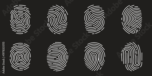 fingerprint vector icon Signature concept for password encryption . Set fingerprint scanning icon sign stock Fingerprint scanning icon